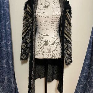 NWOT BCBGMaxAzria Black and Cream Long Cardigan